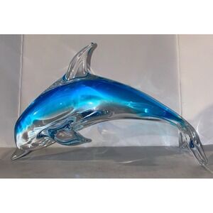 Blue Glass Dolphin Figurine